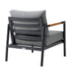 Razi Outdoor Club Chair with Teak Armrests | Black Metal | Dark Gray BM339109
