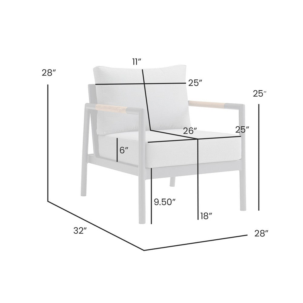 Razi Outdoor Club Chair with Teak Armrests | Black Metal | Dark Gray BM339109