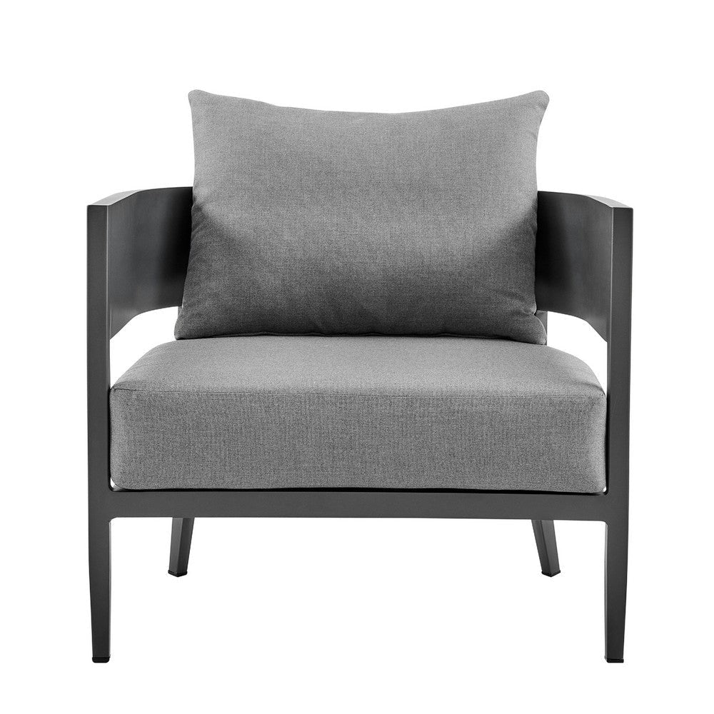 Enya Outdoor Club Chair with Curved Aluminum Frame | Dark Gray Polyester BM339112