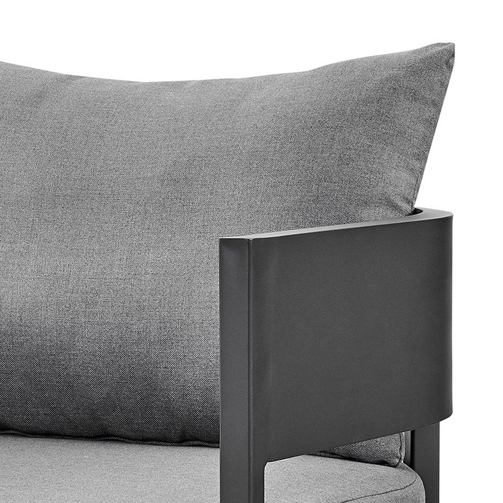 Enya Outdoor Club Chair with Curved Aluminum Frame | Dark Gray Polyester BM339112