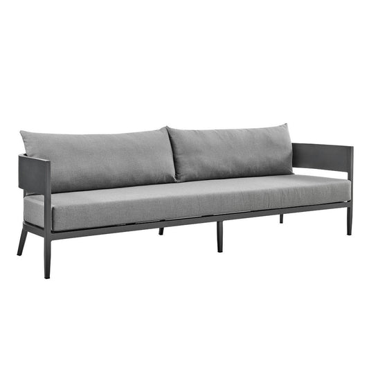 Enya Outdoor Sofa with Curved Aluminum Frame | Dark Gray Polyester | 94"