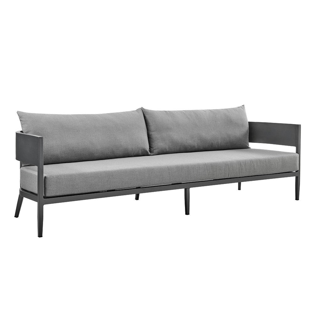 Enya Patio Coffee Table | Dark Gray Aluminum | 48’’ Rectangle Slatted Top BM339114