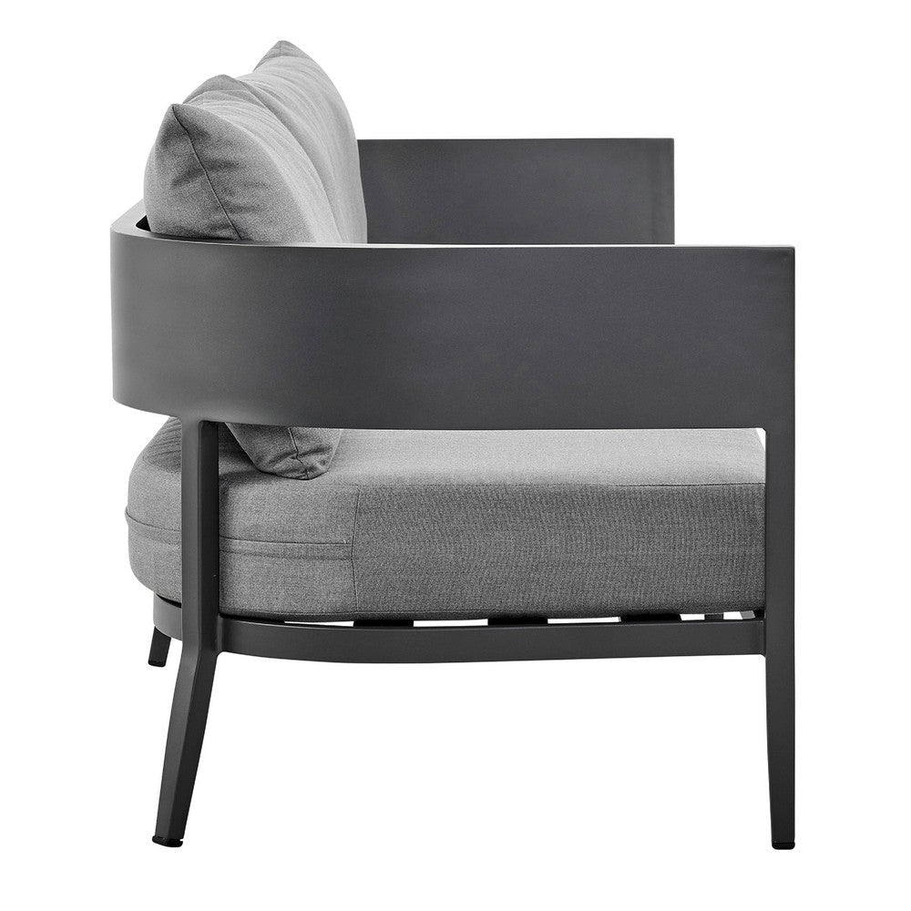 Enya Patio Coffee Table | Dark Gray Aluminum | 48’’ Rectangle Slatted Top BM339114