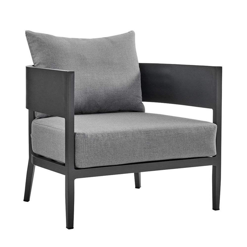 Enya Patio Coffee Table | Dark Gray Aluminum | 48’’ Rectangle Slatted Top BM339114