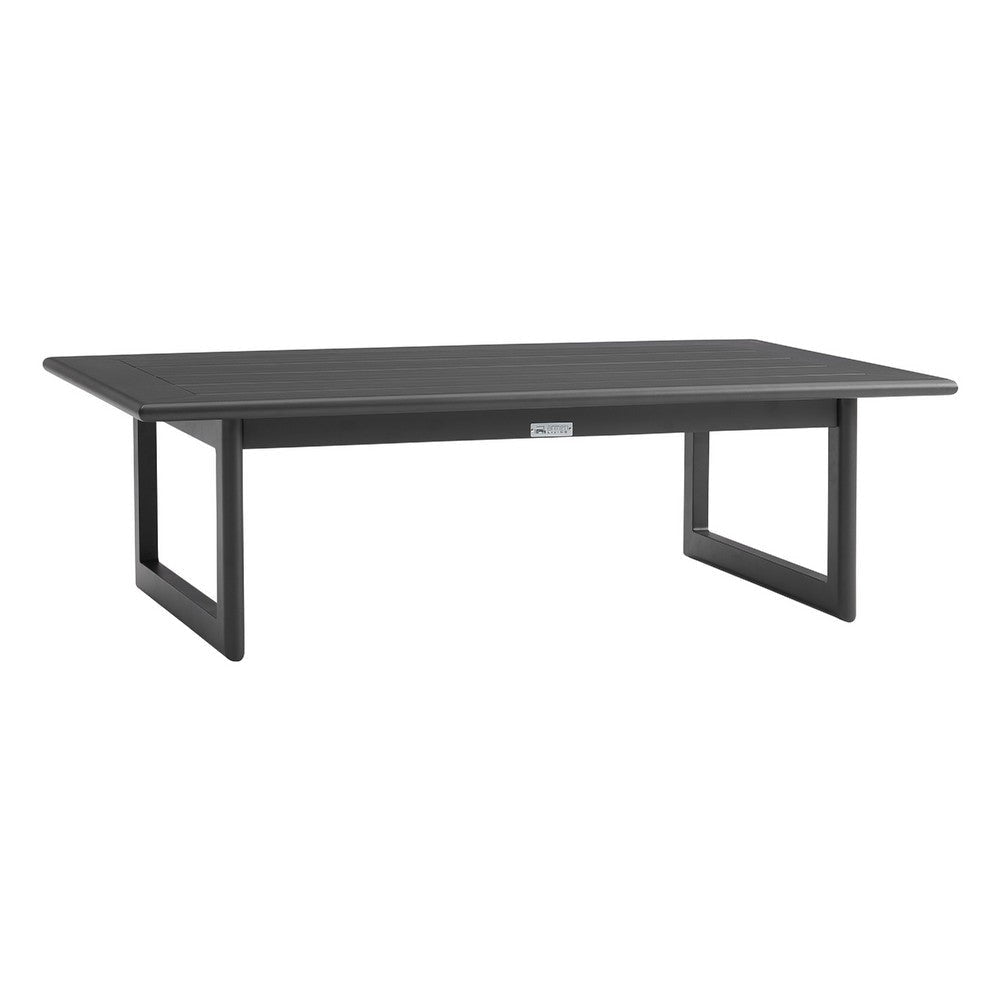 Enya Patio Coffee Table | Dark Gray Aluminum | 48" Rectangle Slatted Top