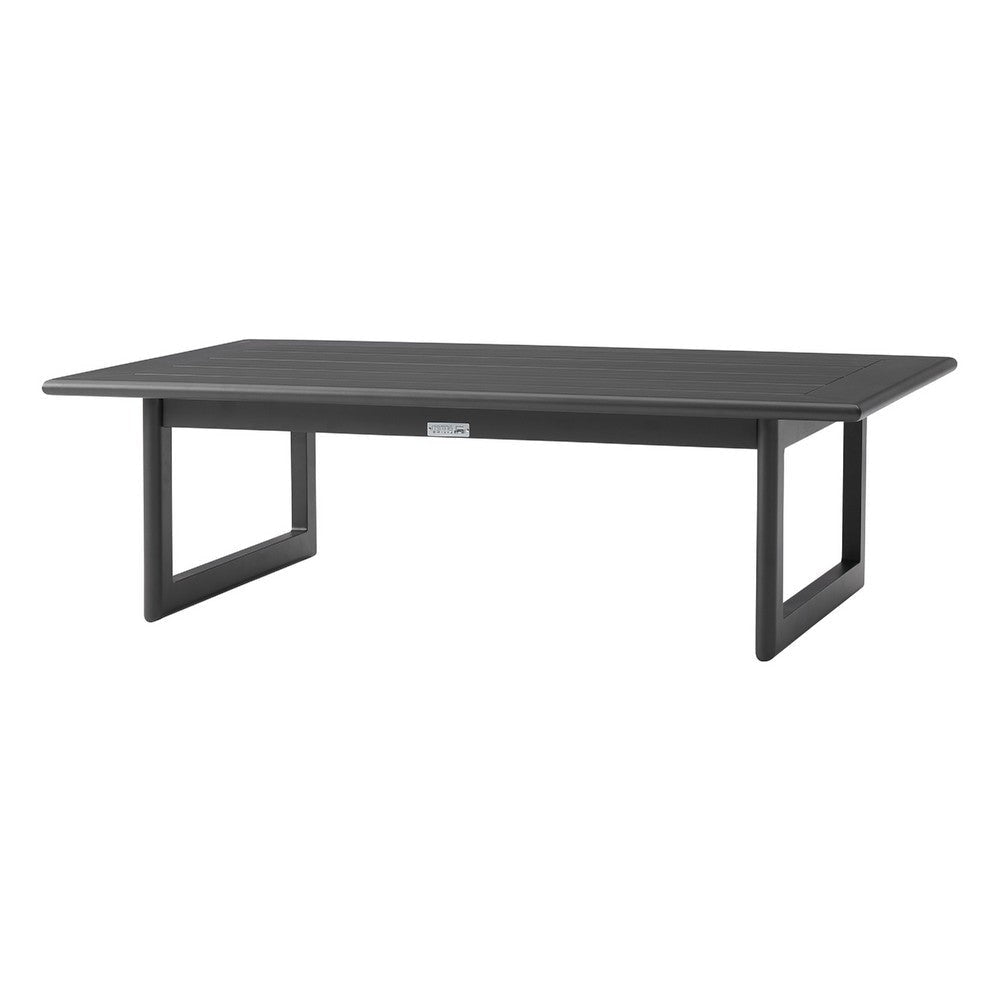 Enya Patio Coffee Table | Dark Gray Aluminum | 48’’ Rectangle Slatted Top BM339114