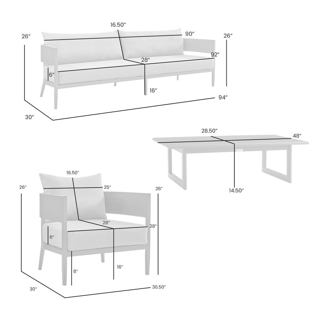 Enya Patio Coffee Table | Dark Gray Aluminum | 48’’ Rectangle Slatted Top BM339114