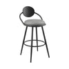 Carny Swivel Barstool Chair | Black Iron | Wood Back | Gray Faux Leather