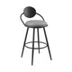 Carny Swivel Barstool Chair | Black Iron | Wood Back | Gray Faux Leather
