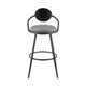 Carny Swivel Barstool Chair | Black Iron | Wood Back | Gray Faux Leather
