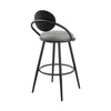 Carny Swivel Barstool Chair | Black Iron | Wood Back | Gray Faux Leather