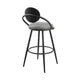 Carny Swivel Barstool Chair | Black Iron | Wood Back | Gray Faux Leather