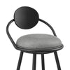 Carny Swivel Barstool Chair | Black Iron | Wood Back | Gray Faux Leather
