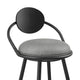 Carny Swivel Barstool Chair | Black Iron | Wood Back | Gray Faux Leather