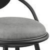 Carny Swivel Barstool Chair | Black Iron | Wood Back | Gray Faux Leather
