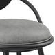 Carny Swivel Barstool Chair | Black Iron | Wood Back | Gray Faux Leather