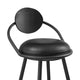 Carny Swivel Barstool Chair | Black Iron | Wood Back | Black Faux Leather