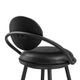 Carny Swivel Barstool Chair | Black Iron | Wood Back | Black Faux Leather
