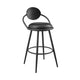 Carny Swivel Barstool Chair | Black Iron | Wood Back | Black Faux Leather