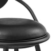 Carny Swivel Barstool Chair | Black Iron | Wood Back | Black Faux Leather