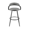 Gargy Swivel Barstool Chair with Floating Back | Black | Gray Faux Leather