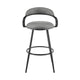 Gargy Swivel Barstool Chair with Floating Back | Black | Gray Faux Leather
