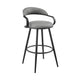 Gargy Swivel Barstool Chair with Floating Back | Black | Gray Faux Leather