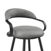 Gargy Swivel Barstool Chair with Floating Back | Black | Gray Faux Leather