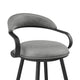 Gargy Swivel Barstool Chair with Floating Back | Black | Gray Faux Leather