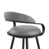 Gargy Swivel Barstool Chair with Floating Back | Black | Gray Faux Leather