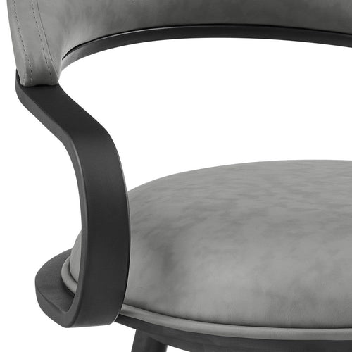 Gargy Swivel Barstool Chair with Floating Back | Black | Gray Faux Leather