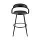Gargy Swivel Barstool Chair | Floating Back | Iron | Black Faux Leather