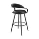 Gargy Swivel Barstool Chair | Floating Back | Iron | Black Faux Leather