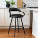 Gargy Swivel Barstool Chair | Floating Back | Iron | Black Faux Leather