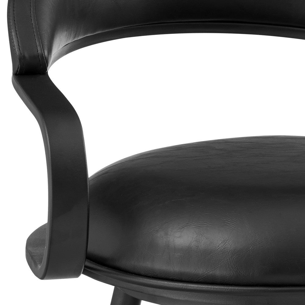 Gargy Swivel Barstool Chair | Floating Back | Iron | Black Faux Leather