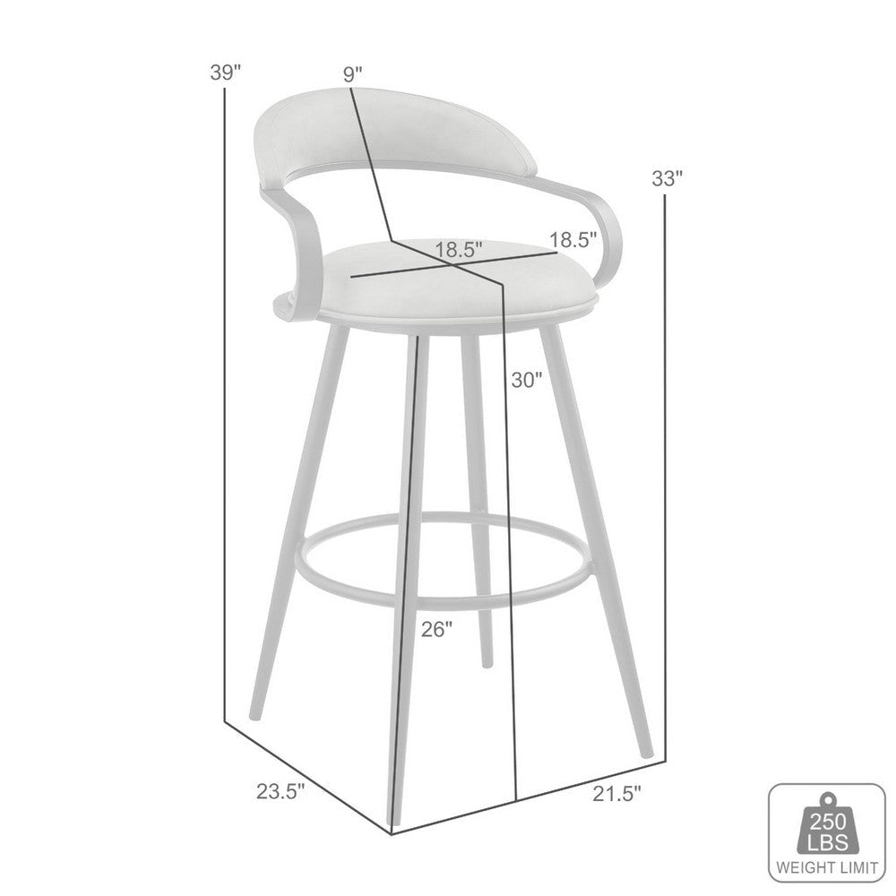 Gargy Swivel Barstool Chair | Floating Back | Iron | Black Faux Leather