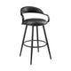 Gargy Swivel Barstool Chair | Floating Back | Iron | Black Faux Leather
