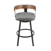 Idri Swivel Counter Stool Chair | Walnut Brown | Gray Faux Leather