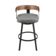 Idri Swivel Counter Stool Chair | Walnut Brown | Gray Faux Leather