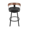 Idri Swivel Counter Stool Chair | Walnut Brown, Black Faux Leather