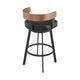 Idri Swivel Counter Stool Chair | Walnut Brown Black Faux Leather