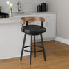 Idri Swivel Counter Stool Chair | Walnut Brown, Black Faux Leather