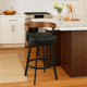 Idri Swivel Counter Stool Chair | Walnut Brown, Black Faux Leather
