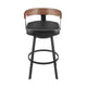 Idri Swivel Barstool Chair | Curved Back | Walnut Brown Black Faux Leather BM339128
