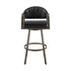 Marcy Swivel Barstool Chair | Iron Frame | Black Channel Tufted Faux Leather