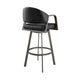 Marcy Swivel Barstool Chair | Iron Frame | Black Channel Tufted Faux Leather