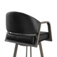 Marcy Swivel Barstool Chair | Iron Frame | Black Channel Tufted Faux Leather