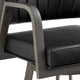 Marcy Swivel Barstool Chair | Iron Frame | Black Channel Tufted Faux Leather