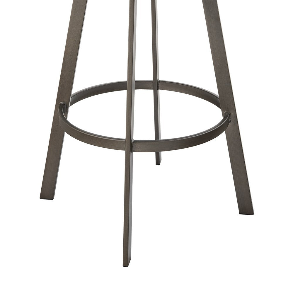 Marcy Swivel Barstool Chair | Iron Frame | Black Channel Tufted Faux Leather