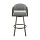 Marcy Swivel Barstool Chair | Iron | Gray Channel Tufted Faux Leather